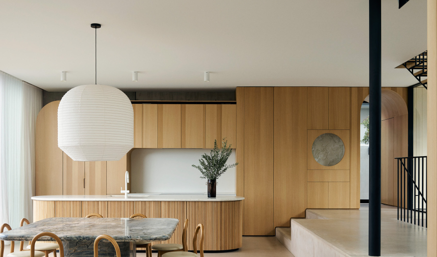 Natural Slatted Wood Kitchen